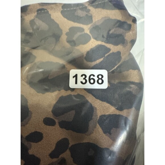 DR2 Blouse Womens XL Brown Black Button Up Long Sleeve Animal Print Satin - Picture 10 of 10